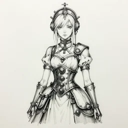 beautiful ink sketch, a fantasy young girl in ww 1 dieselpunk baroque, the edge chronicles by chris riddell, by ilya kuvshinov, wlop, krenz kushart, boris vallejo, ayami kojima and ayami kojima