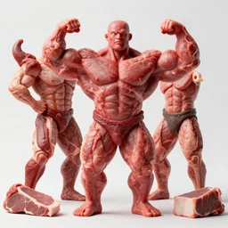 photo of bodybuilders made out of meat