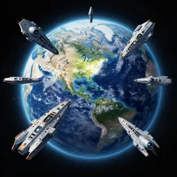 alien spaceships invading earth, concept art