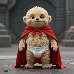 film still of nibbler wearing a diaper and red cape in the new scifi movie, 4 k