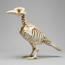 bird skeleton made of bird bone structures, with diapsid with a pre - lachrymal fossa, a single occipital condyl, bone structure photograph by naturalist museum