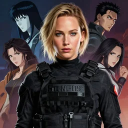 girl wearing tactical gear | | jennifer lawrence, fine detail!! anime!! realistic shaded lighting!! dramatic!! poster by ilya kuvshinov katsuhiro otomo ghost - in - the - shell, magali villeneuve, artgerm, jeremy lipkin and michael garmash and rob rey