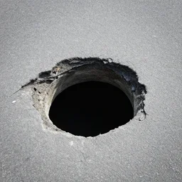an big hole on the street,