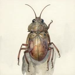 a simple and atmospheric watercolour portrait of a pulp sci - fi alien mother bug, very muted colors, by rebecca guay, michael kaluta, charles vess and jean moebius giraud