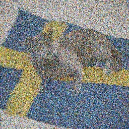 a russian blue cat laying on top of a swedish flag, realistic, portra 400, grainy