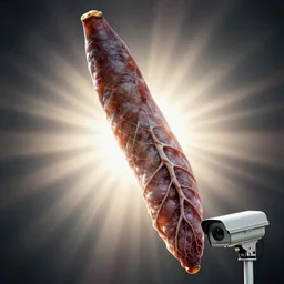Large human phallus with large veins in it, realistic, security camera photo