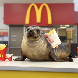 seal working at mcdonald's