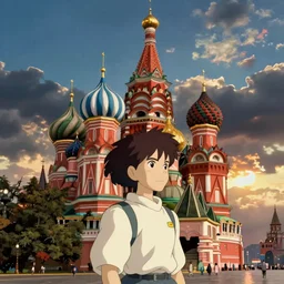 anime style art hd detailed anime hayao miyazaki style moscow red square