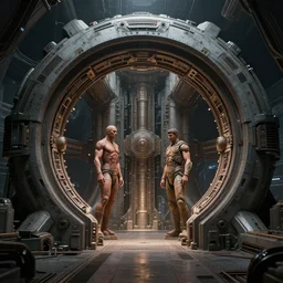 hyperrealistic sci - fi spacefold gate machine, stunning 3 d render inspired by istvan sandorfi & greg rutkowski, perfect symmetry, dim volumetric cinematic lighting, 8 k octane comprehensive render, extremely mega hyper - detailed and lifelike attributes & atmosphere, intricate, realistic flesh texture, masterpiece, artstation, stunning,
