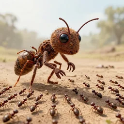 a person made out of one million ants.