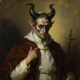 neoclassical portrait of a john paul 2 as satan, by jacques - louis david, by greg rutkowski, by zdzisław beksinski, trending on artstation, featured on pixiv, masterpiece, oil on canvas, cinematic composition, beautiful lighting,