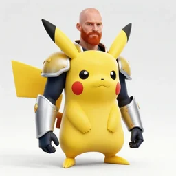 handsome balded ginger man, pikachu armor, 8 k photography
