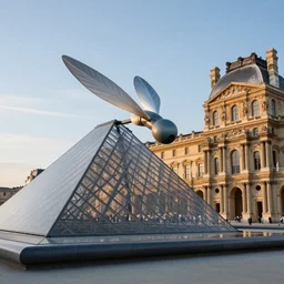 gradient fly in the louvre as an exhibit, photo, realism, photorealism, photorealistic, 8 k, hdr, high quality, high resolution, lossless quality
