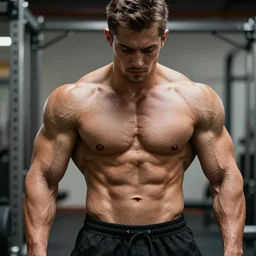 based giga chad sigma male ripped shredded body physique with muscles sculpted