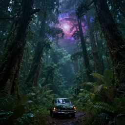 urbex by carlo stanga, wilderness at night rainforest galactic magic realism darkacademia assassin's creed liberty city, archdaily, wallpaper, highly detailed, trending on artstation.