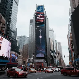 active stargate in the middle of a decaying times square, 3 5 mm, f / 1 6
