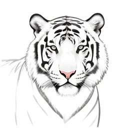 clean simple line art of a white tiger. no background, flat colors. well composed, clean drawing, beautiful detailed face. clean clear line art by artgerm greg rutkowski and johanna basford and alphonse mucha