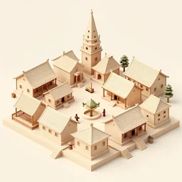 a low poly isometric render of a kerala village in the style of monument valley, intricate, elegant, smooth, illustration, simple, solid shapes, by peter mohrbacher, phil noto, octane render