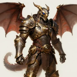 Dragon wearing a Steampunk armor, digital painting, illustration