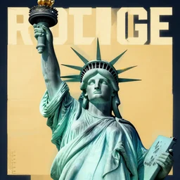 poster art, the statue of liberty holding an ar - 1 5, volumetric lighting, extreme detail