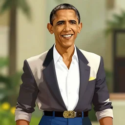 a JoJos Bizzarre Adventure character looking like Barack Obama, color scheme