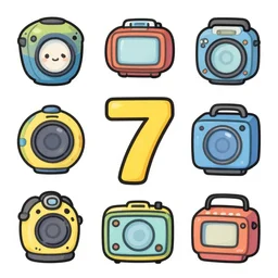 cute random 7 0 s objects illustration style