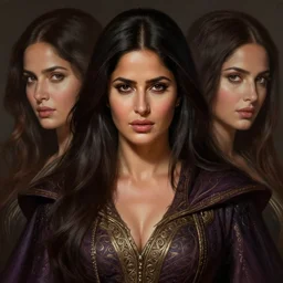 head-on centered symmetrical painted portrait, Katrina Kaif as a D&D wizard, intricate fantasy robes, fantasy, intricate, elegant, highly detailed, digital painting, smooth, sharp focus, illustration, dramatic lighting, artstation, in the style of Artgerm and Anna Podedworna and Alex Ross