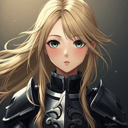 baroque oil painting of japanese ln illustration anime key visual headon portrait | young girl black military uniform crusader armour with flowing blonde hair | symmetrical perfect face fine detail wistful gaze | lotr dynamic studio highlights sharp contrast stunning bokeh post processing gapmoe kuudere trending pixiv fanbox | by greg rutkowski makoto shinkai takashi takeuchi studio ghibli