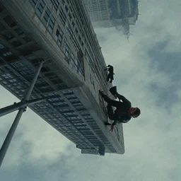 sky scraper starting to fall, film still from the movie directed by denis villeneuve and david cronenberg with art direction by and h. r. giger