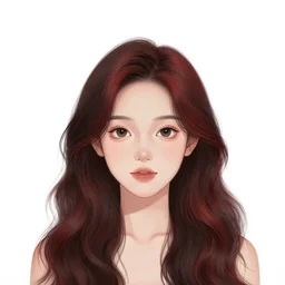a realistic illustration portrait of a beautiful cute girl with wavy black red hair, a pointy nose and, round chin black eyeliner, green pupills, trending on artstation, hyper - realistic lighting, intricate by casey baugh