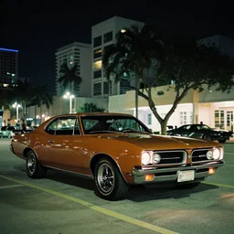 fujifilm quicksnap 4 0 0 photography of 1 9 6 6 pontiac gto in miami night,
