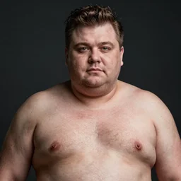 portrait of a burly fat man in the style of stefan kostic, flickr, realistic photo, sharp focus, 8k high definition, insanely detailed, intricate, elegant