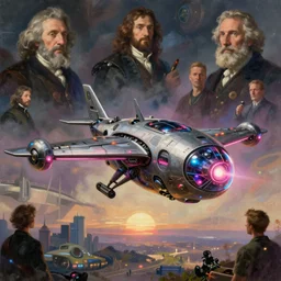 illustration of cyberbunk mechanical thopter from magic the gathering, futuristic, utopian, sci - fi, neon lighting, by syetlin velinov, rembrandt, caspar david friedrich, hikari shimoda, ilya kuvshinov, digital art painting, mid shot,