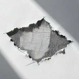 ripped and torn mesh, drawn with a black liner on white paper