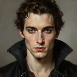 attractive twenty first century male vampire beautiful eyes. highly detailed painting by michelangelo 8 k