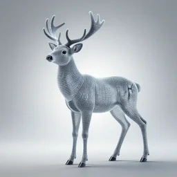 a deer made of digital 3 d mesh of dots and lines, # de 9 5 f 0