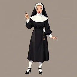 a full-body pin-up of a nun in the style of Gil Elvgren