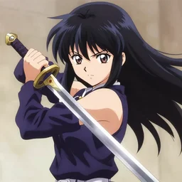 anime girl with a determined look she has a sword in her hand