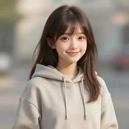 a happy girl wearing a hoodie, digital art, highly - detailed, artstation cgsociety masterpiece