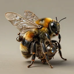 old photo of a steampunk bumblebee intricate detailed 8k ultra realistic