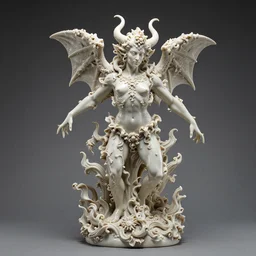 high intricate sculpture of a baroque hellfire demon made of porclain, studio light, maria panfilova, andrea savchenko, mike kime, ludovic plouffe, qi sheng luo, oliver cook, trending on artstation