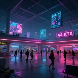 photo environement cyberpunk 2 0 7 7 airport : 4, 4 k rtx hdr neon bioluminiscence concept studio matte painting environement digital illustration style artstation artur tarnowski, mihai muscan, marcin tomalak, marta leydy, marcin stepien, charlotte hughes, zuzanna dabrowa
