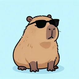 Simple Digital Art Capybara with Sunglasses