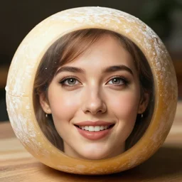 a cheese ball with a face photo realism