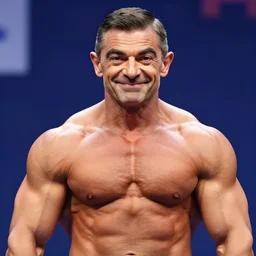 a beautiful portrait of mr. bean mr. bean as a bodybuilder in a bodybuilding competition, bodybuilder, hyper realistic, digital art, 4k, detailed