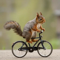 a squirrel riding a bicycle