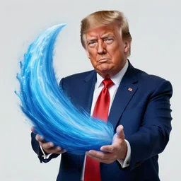 photorealistic donald trump firing kamehameha from his hands