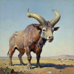 gigantic horned creature, hd 3 5 mm grainy texture photograph painting surrealism trippy open space, painted by salvador dali with nostalgic colorful pastel oils