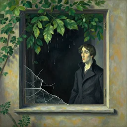 a broken window in the night elongated leaves of joyful tear. come and go, would you bow. enjolras delphin, giorgio de chirico, felix vallotton