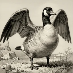 tonemapped evil! canadian goose!!! final boss by arthur rackham